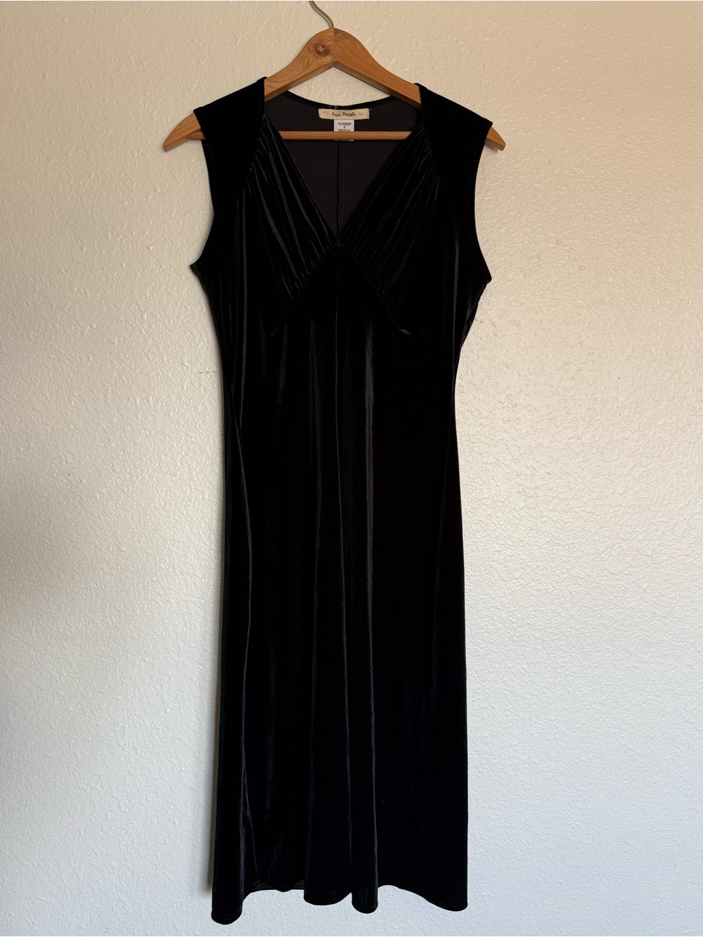 Vintage Free People !!! black crushed velvet midi dress